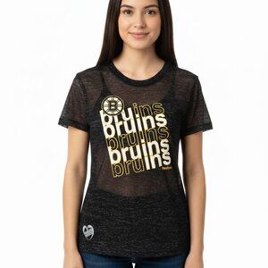 Boston Bruins Girls Girl's Burnout Tee T Shirt Top Size 16 NWT Black